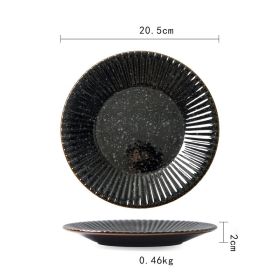 Ceramic Plate Flat Plate Creative Dish Plate Japanese Vintage Tableware (Option: Black shuttle wire)