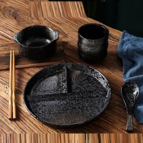 Ordered Diet Simple Style Solid Color Separating Tableware (Option: 5piece set K)