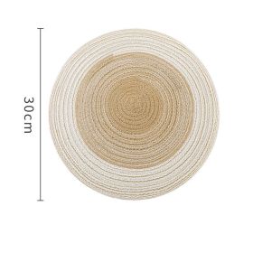 Nordic Round Heat Proof Mat Japanese Cotton Linen Plate Mat (Option: Brown-30CM)