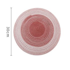 Nordic Round Heat Proof Mat Japanese Cotton Linen Plate Mat (Option: Rose Red-30CM)