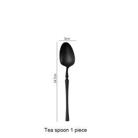 Matte Black Stainless Steel Luxury Cutlery Tableware Knife Coffee Ice Spoon Fork Chopsticks Flatware Set (Option: Small waist tea spoon)