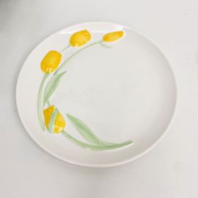 Cute Floating Tone Yellow Tulip Plate Cake Dish (Option: Yellow tulip plate)