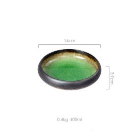 Creative Kiln Ice Cracked Glaze Ceramic Plate Saucer (Option: Green-6 inches)