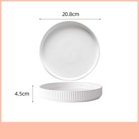 Home Creative Personality Striped Steak Plate (Option: White-8inch deep dish)