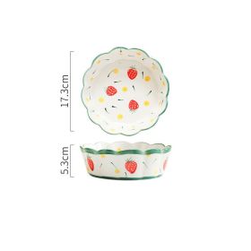 Hand-painted Petal Bowl Simple Household Salad Bowl (Option: 7in48pcs strawberry)