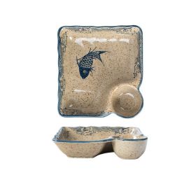 Japanese Ceramic Dumpling With Grid Sushi Plate (Option: Fish music)