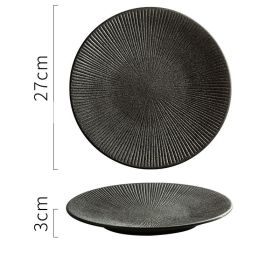 Creative Frosted Black Simple Fashion Ceramic Plate (Option: 10inch striped disc)