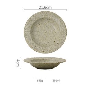 Stoneware Deep Dish Nordic Restaurant Large Soup Plate (Color: grey)