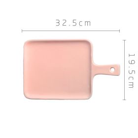 Household Fruit Plate Ceramic Tableware With Handle (Option: Pink-12.6inches)