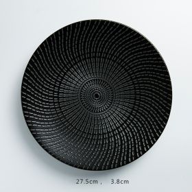 Simple Ins Dim Sum Dish Flat Pasta Plate (Option: Black-Black meteor shower 10.8inch)