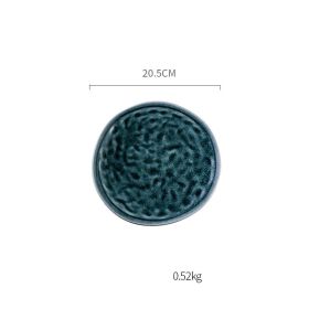 Round Ceramics For Household Creative Western Food Plate (Option: Chlorella blue-20.5cm)