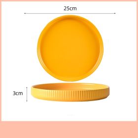Home Creative Personality Striped Steak Plate (Option: Yellow-10inch shallow dish)