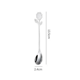 Japanese Style Stainless Steel Cartoon Sunflower Spoon (Option: True colors-Sun flower spoon)