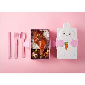 Cartoon Wheat Straw Bento Box For Children Going Out And Complementary Food Box (Option: Pink-800to1000ml)