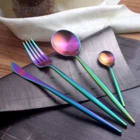 Black And Gold Stainless Steel Cutlery Western Tableware (Option: Color-Table spoon)