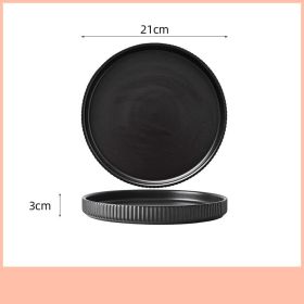 Home Creative Personality Striped Steak Plate (Option: Black-8inch shallow dish)