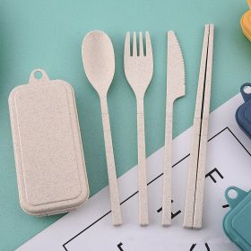 Wheat Straw Folding Tableware Portable Set Detachable Knife, Fork, Spoon And Chopsticks (Color: Beige)