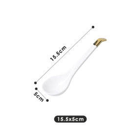 Nordic Minimalist Hexagonal Rhombus Drawing Gold Edge Ceramic Plate (Option: Small spoon)