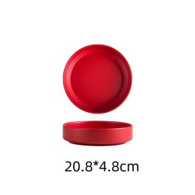 Creative Salad Ceramic Plate For Household Tableware (Option: Red-8inch)