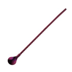 Stainless Steel Threaded Long Handle Straw Spoon Integrated Dual-purpose (Option: Purple-1PC)
