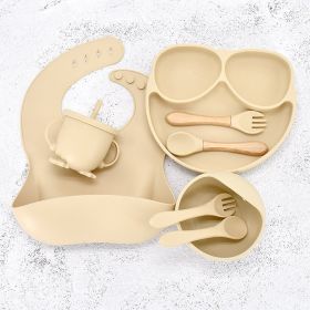 11 Piece Baby Training Dinner Plate Bowl (Option: Beige-8PCS)