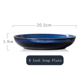 Japanese Creative Kiln Variable Glaze Star Blue Ceramic Plate (Option: 8inch soup plate)