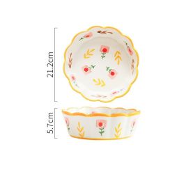 Hand-painted Petal Bowl Simple Household Salad Bowl (Option: 7in48pcs wood ginger seeds)