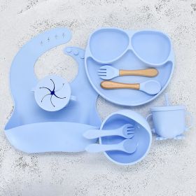 11 Piece Baby Training Dinner Plate Bowl (Option: Blue-9PCS)