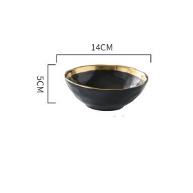 Plate Black And White Gold Ceramic Rice Noodle Bowl Small Dish (Option: 2style)