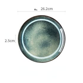 Lototo Japanese Tableware Set Ceramic Bowl Plate (Option: Eucalyptus10.5inches)