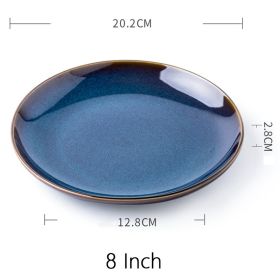 Creative Household Simple Shallow Plate Ceramic Dish (Option: Ice blue 8inch disc-1PC)