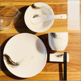 Banquet Hall Box Chopsticks Holder Soup Spoon Plate (Option: Four piece set Chinese ink)