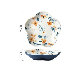 Japanese Ceramic Tableware Creative Bowl And Plate Combination Set (Option: 7.9inch flowershaped plate)