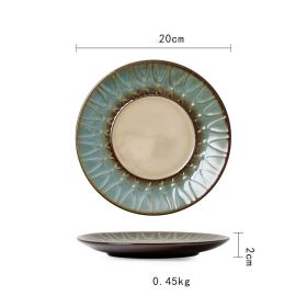 Ceramic Plate Flat Plate Creative Dish Plate Japanese Vintage Tableware (Option: Blue and green)