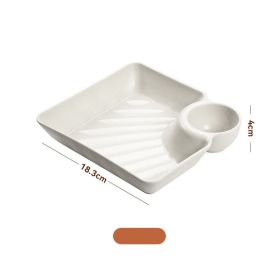 Dumpling Plate With Vinegar Dish Dumpling Plate Dinner Plate Square Plate (Color: White)