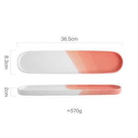 New Japanese Ceramic Long Sushi Plate (Option: 14inch-Dipping color landscape powder)