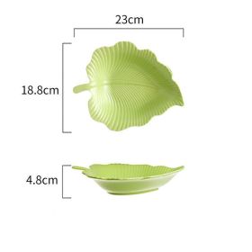 Ceramic Snack Plate For Creative Home Use (Option: Olive green-Eucalyptus Small)