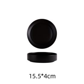 Creative Salad Ceramic Plate For Household Tableware (Option: Black-6inch)