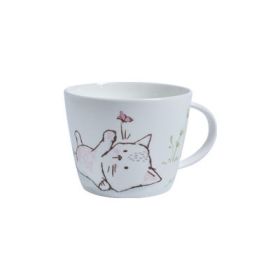 Simple Cat Ceramic Western Dish Bone China Breakfast Plate Household Tableware (Option: White cup)