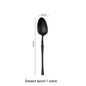 Matte Black Stainless Steel Luxury Cutlery Tableware Knife Coffee Ice Spoon Fork Chopsticks Flatware Set (Option: Small waist dessert spoon)