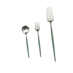 Electroplating Western Tableware Stainless Steel Cutlery Set (Option: Light green-Suit)