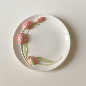 Three-dimensional Tulip Ceramic Plate Bowl Cup (Option: Plate)