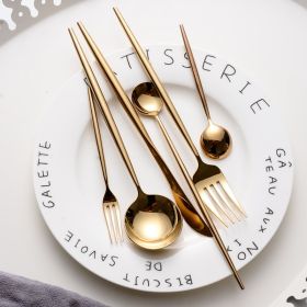 Stainless Steel Polished Portuguese Western Tableware (Option: Gold-Suit-6PCS)