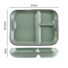 Scandinavian Ins Style Ceramic Tableware (Option: Dark green compartment plate)