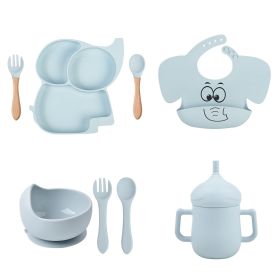 Children's Cartoon Elephant Silicone Tableware Set (Option: Y5-B 8pcs set)