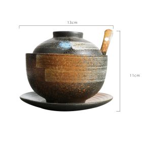 Ceramic Stew Pot Bottom Plate Set With Cover And Spoon (Option: 4piece suit B)