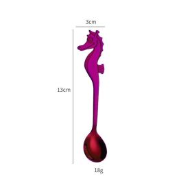 Creative Stainless Steel Seahorse Coffee Spoon (Color: Purple)