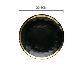 Plate Black And White Gold Ceramic Rice Noodle Bowl Small Dish (Option: 8inch shallow panblack)