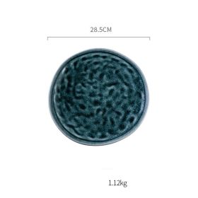Round Ceramics For Household Creative Western Food Plate (Option: Chlorella blue-28.5cm)