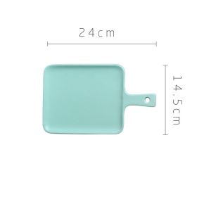 Household Fruit Plate Ceramic Tableware With Handle (Option: Green-9.55inch)